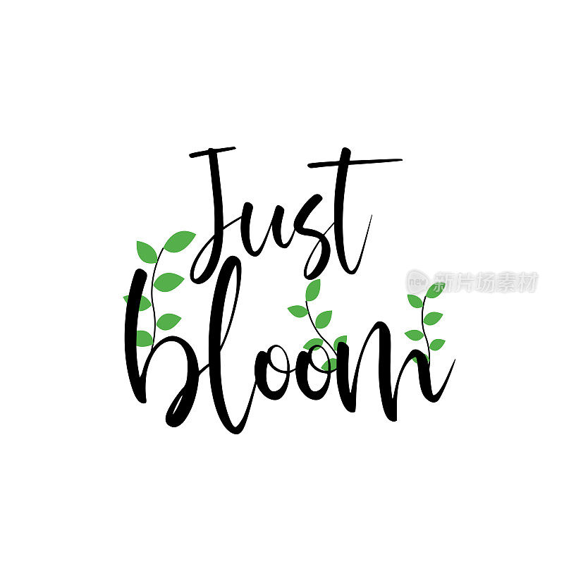 励志美丽引用Just Bloom为印刷。